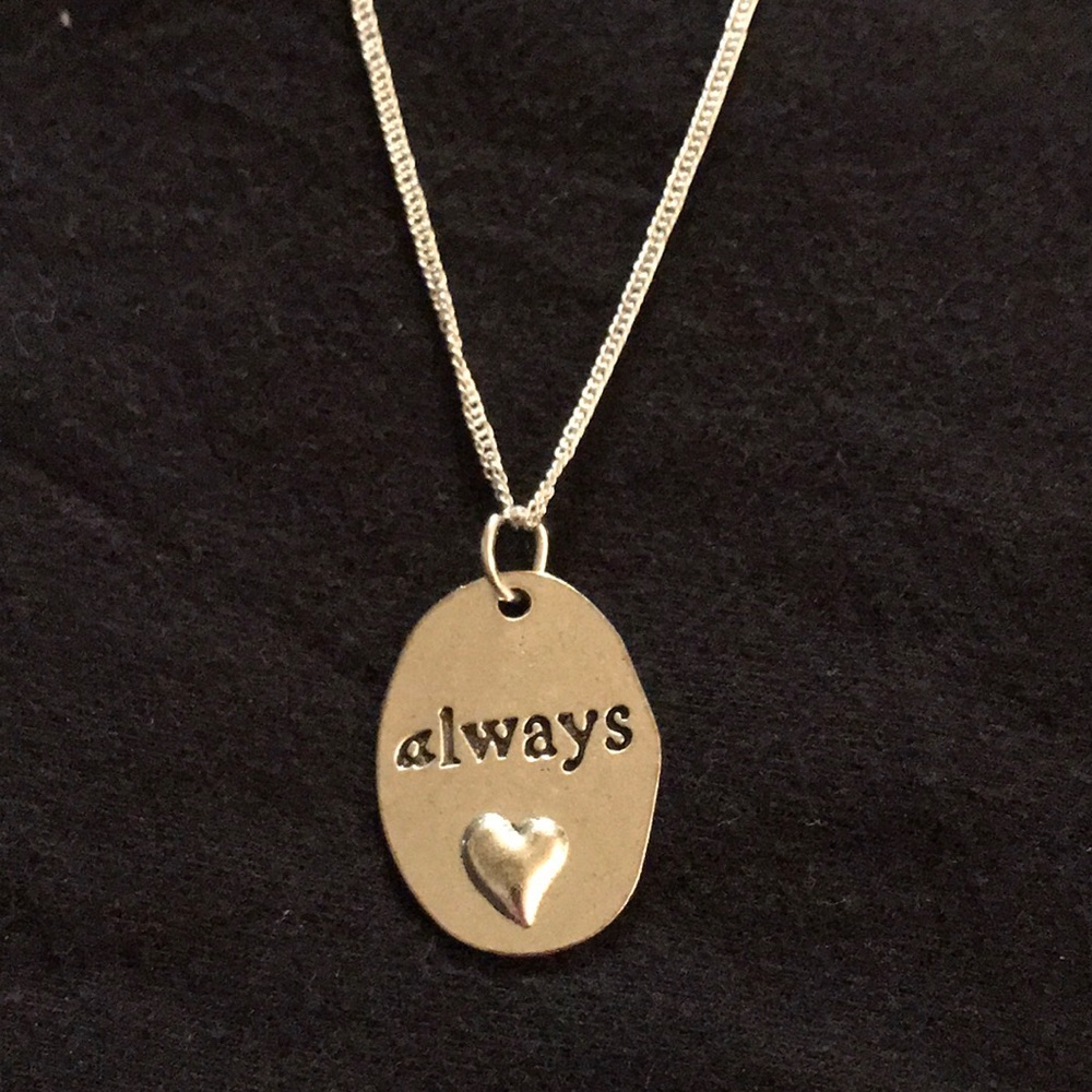 Handmade Silver Necklace with Oval “always ❤️”